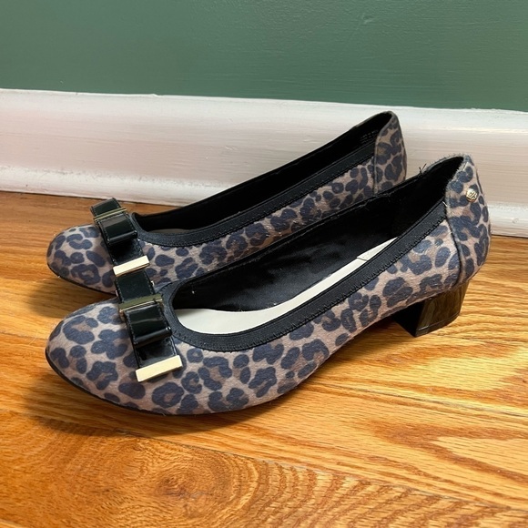 Dana Buchman Heels Womens 9.5 M Marcy Dress Pumps Brown Leopard Block Heels - Picture 3 of 6